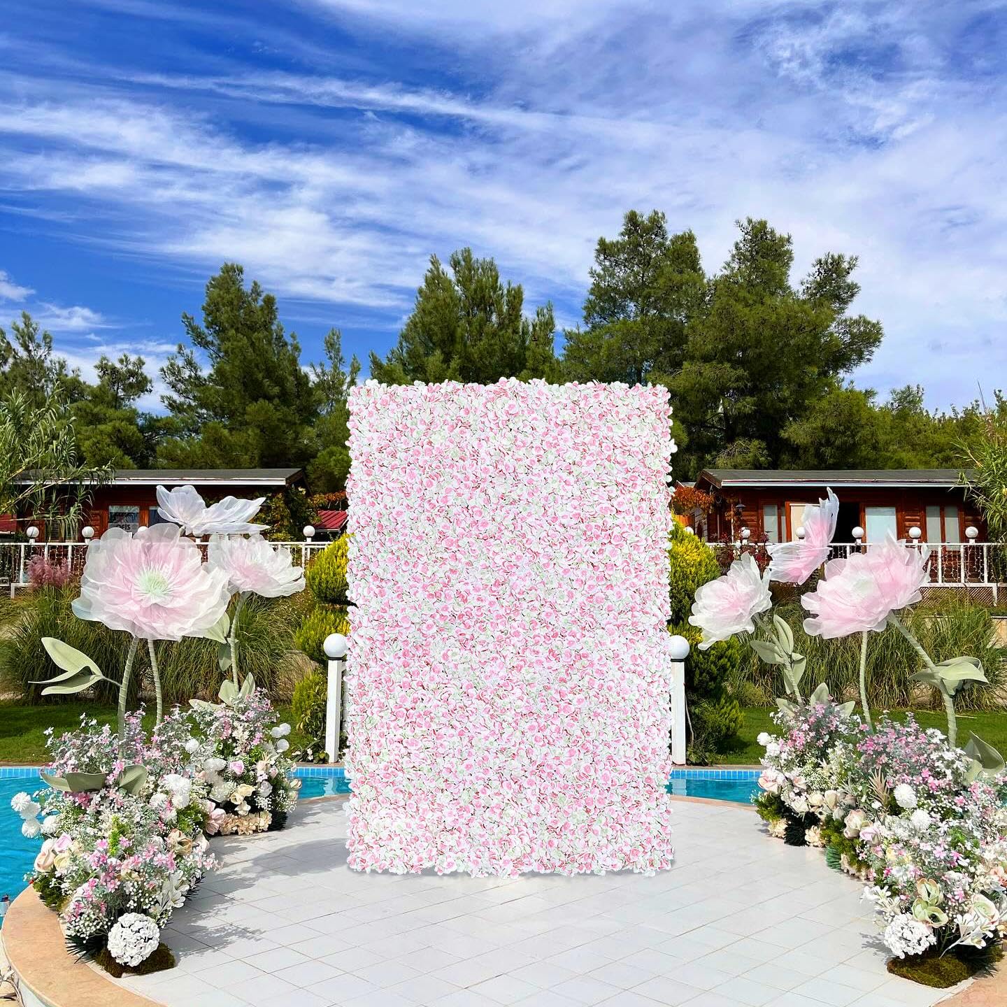 Amazon.com : Pink Flower Wall Backdrop Decor - Floral Wall Panel